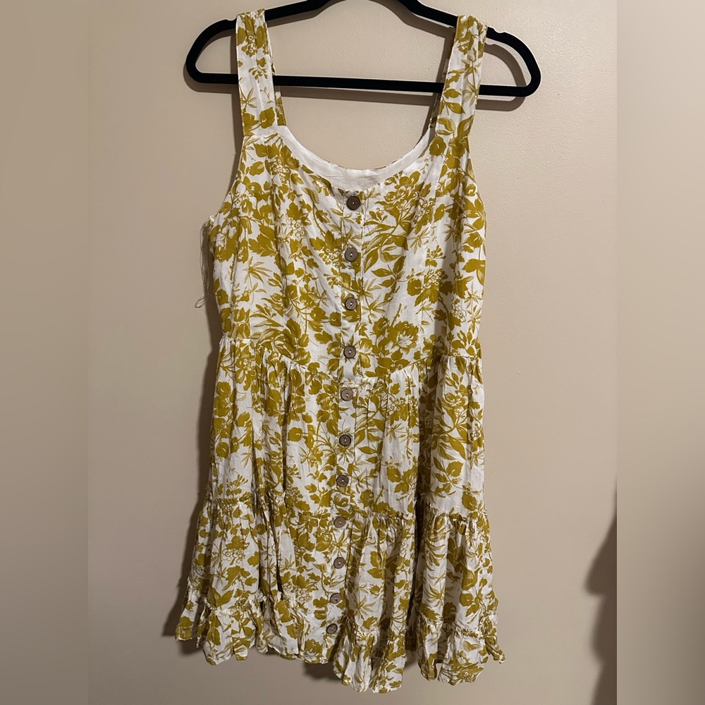 Kori America: Bella Ella Boutique: yellow floral mini dress: Mustard- Large